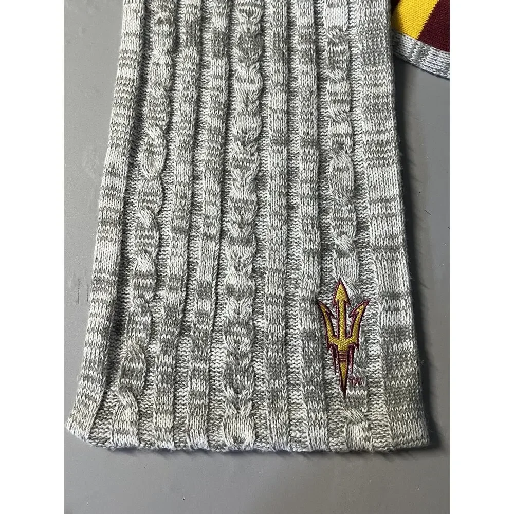 Arizona State Sun‎ Devils Scarf One Size Gray NCAA Football Zoozatz Knit Striped